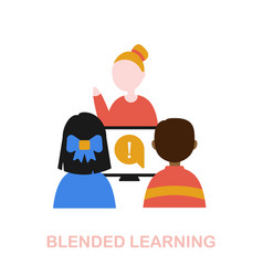 Blended Learning Flat Icon Colored Element Sign