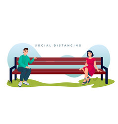 Couple Sitting With Social Distancing On Bench