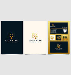 Lion Head Abstract Logo Line Art And Business Card