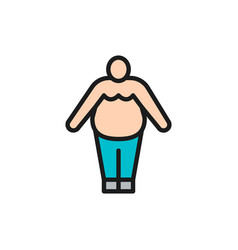 Obesity Fat Man Chubby Flat Color Line