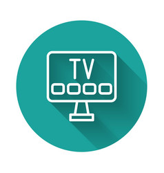 White Line Smart Tv Icon Isolated With Long Shadow