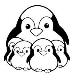 Penguin Family Isolated On A White Background