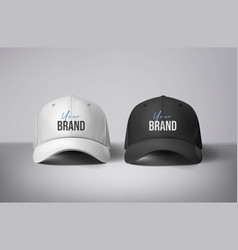 Black And White Baseball Caps Mock Up With Logo