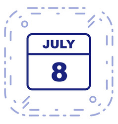 July 8th Date On A Single Day Calendar