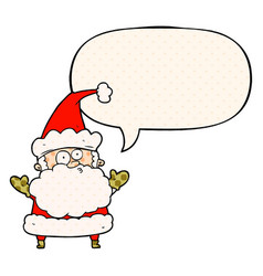 Cartoon Confused Santa Claus Shurgging Shoulders