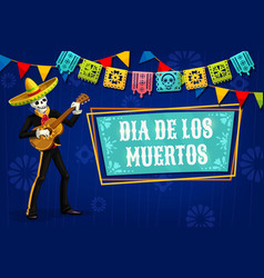 Mariachi Skeleton On Dia De Los Muertos Banner