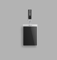 Realistic Id Lanyard Mockup With Blank Plastic