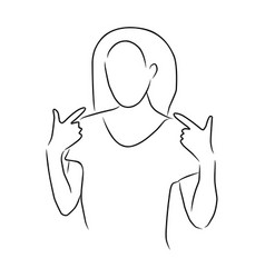 Woman Pointing Her Fingers At Herself Hand Drawn