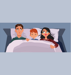 Child Sleeping With His Parents Cartoon