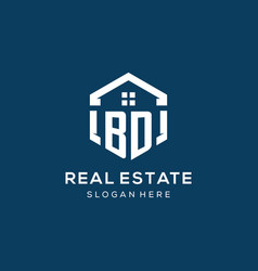 Letter Bd Logo For Real Estate With Hexagon Style