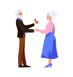 Happy Old Couple Getting Married Flat