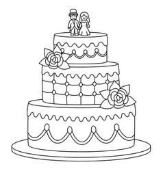 Wedding Cake Isolated Coloring Page For Kids