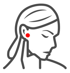 Woman Ear Hurts Line Icon Body Pain Concept