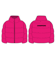 Womens Quilted Puffer Jacket Design Flat Sketch