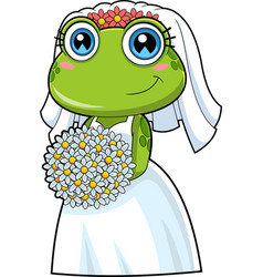 Cute Female Bride Frog Cartoon Character