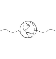 Earth Globe One Line Drawing Of World Map