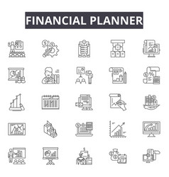 Financial Planner Line Icons For Web And Mobile