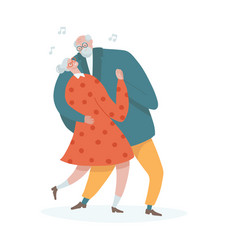 Romantic Dance Of Senior Couple Flat Cartoon