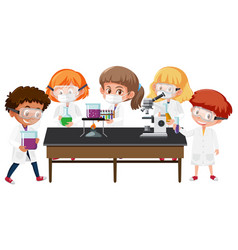 Set Kids In Scientist Costume Holding Science