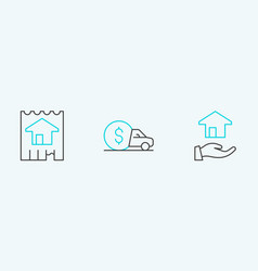 Set Line Realtor House And Car Rental Icon