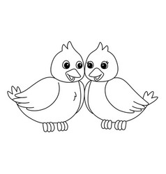 Love Birds Isolated Coloring Page For Kids