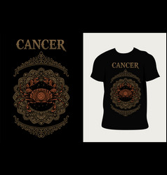 Cancer Zodiac Symbol With T Shirt Design