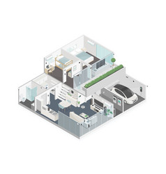 Smart Home Cut Room Interior Component Isometric