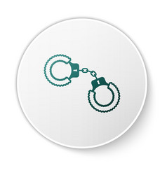 Green Sexy Fluffy Handcuffs Icon Isolated On White