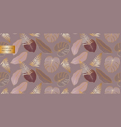 Seamless Tropical Pattern With Golden Palm Leaves