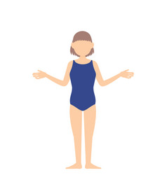 Girl Student In Swimsuitgesture Of Open Arms