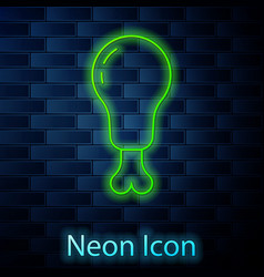 Glowing Neon Line Chicken Leg Icon Isolated