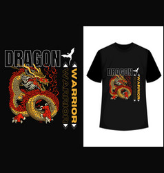 Asian Dragon Warrior T-shirt Design