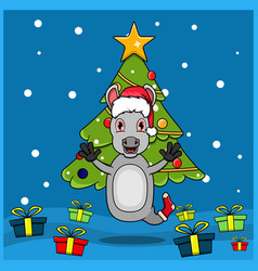 Cute Animal Christmas With Donkey Character