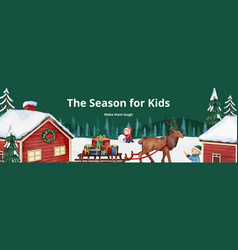 Facebook Ads Template With Children Enjoy Winter