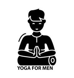 Yoga For Men Icon Black Sign With Editable