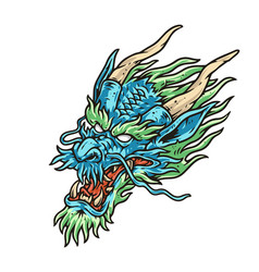 Chinese Blue Dragon Head Emblem