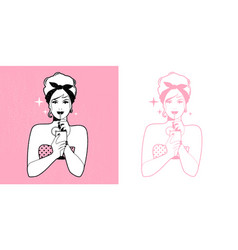 Clipart Emblem Of Pin Up Girl Wearing 50s Style