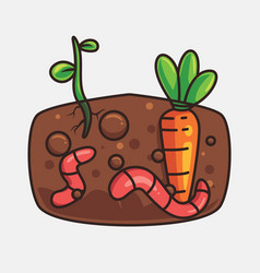 Cute Worms Farming Fertilizer Cartoon Animal