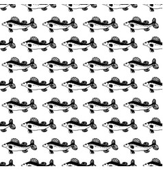 Seamless Black Pattern Of Ruff Fish