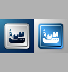 White Cargo Ship With Boxes Delivery Service Icon