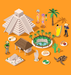 Yucatan Travel Isometric Composition