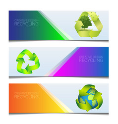 A Set Of Recycling Banners In Nature