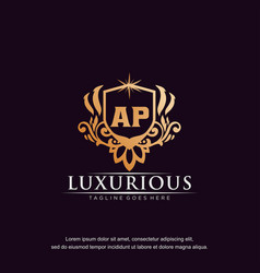 Ap Initial Letter Luxury Ornament Gold Monogram