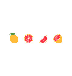 Grapefruit Set Flat Icon On White Background