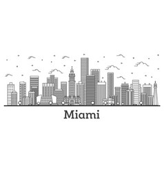 Outline Miami Florida City Skyline With Modern