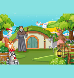 Fantasy Cartoon Scene With Farm Animals