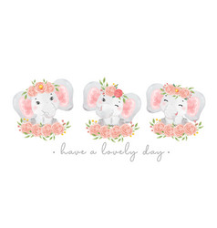 Group Of Three Cute Sweet Baby Elephant Pink Girl