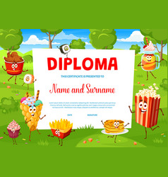 Kids Diploma Fast Food And Desserts Characters