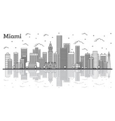 Outline Miami Florida City Skyline With Modern