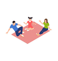 Family Picnic Isometric Composition